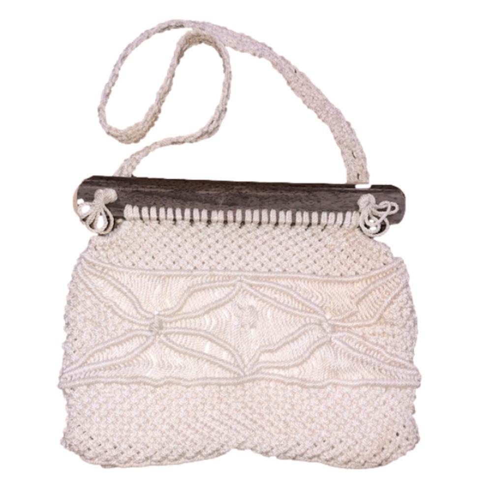 Vintage crochet woven rope boho handbag